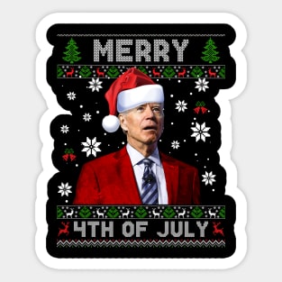 Merry 4th Of July Funny Joe Biden Christmas Ugly Sweater Sticker